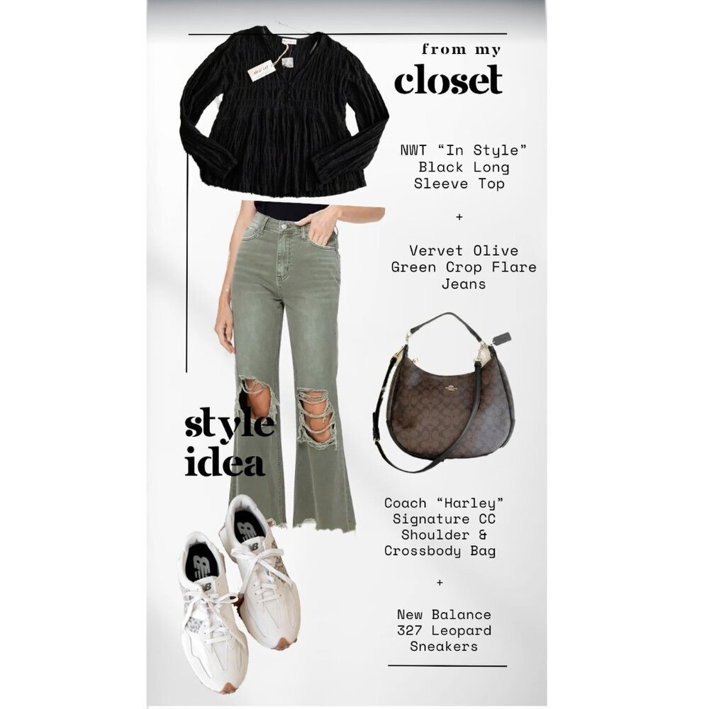 VERVET BY FLYING MONKEY Olive Green Flare Wide Leg Jeans - Picture 11 of 11
